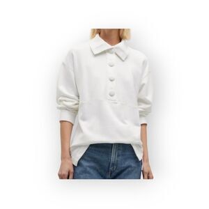 Rebecca Taylor White French Terry Pullover Long Sleeve Sweatshirt Size S